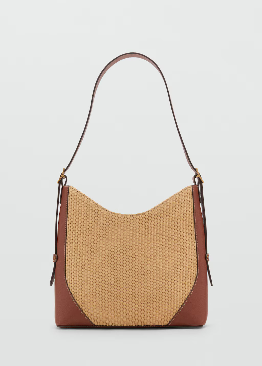 Raffia-effect shoulder bag - Women | MANGO USA | Mango (US/MX/AU)