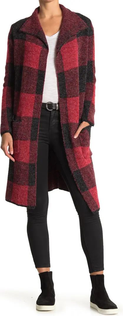 Drape Collar Print Maxi Cardigan Sweater Coat | Nordstrom Rack