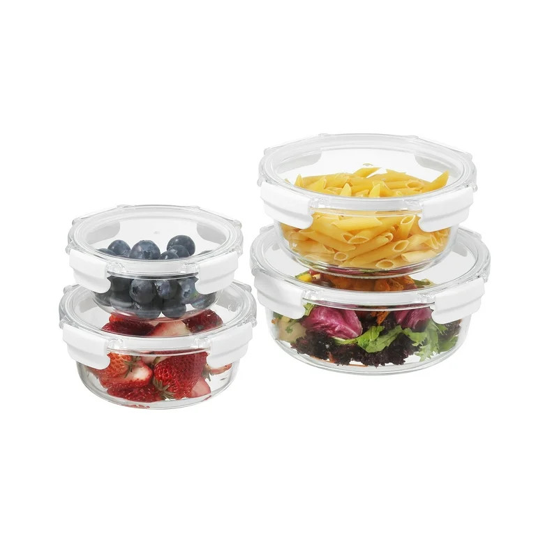 Better Homes & Gardens Round Glass Food Storage Container with Tritan Lid. Set of 4, 8 Pieces | Walmart (US)