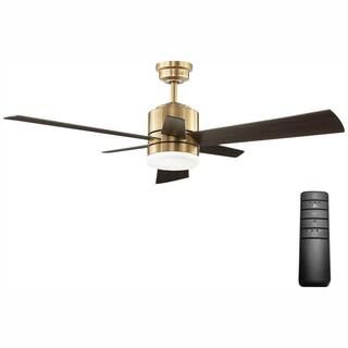 Home Decorators Collection Hexton 52 in. Indoor Integrated LED Brushed Gold Ceiling Fan with Ligh... | The Home Depot