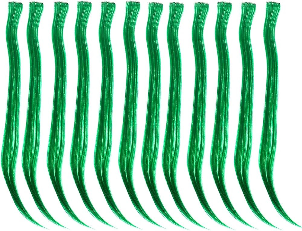 SWACC 12 Pcs Straight One Color Party Highlights Clip on in Hair Extensions Colored Hair Streak S... | Amazon (US)