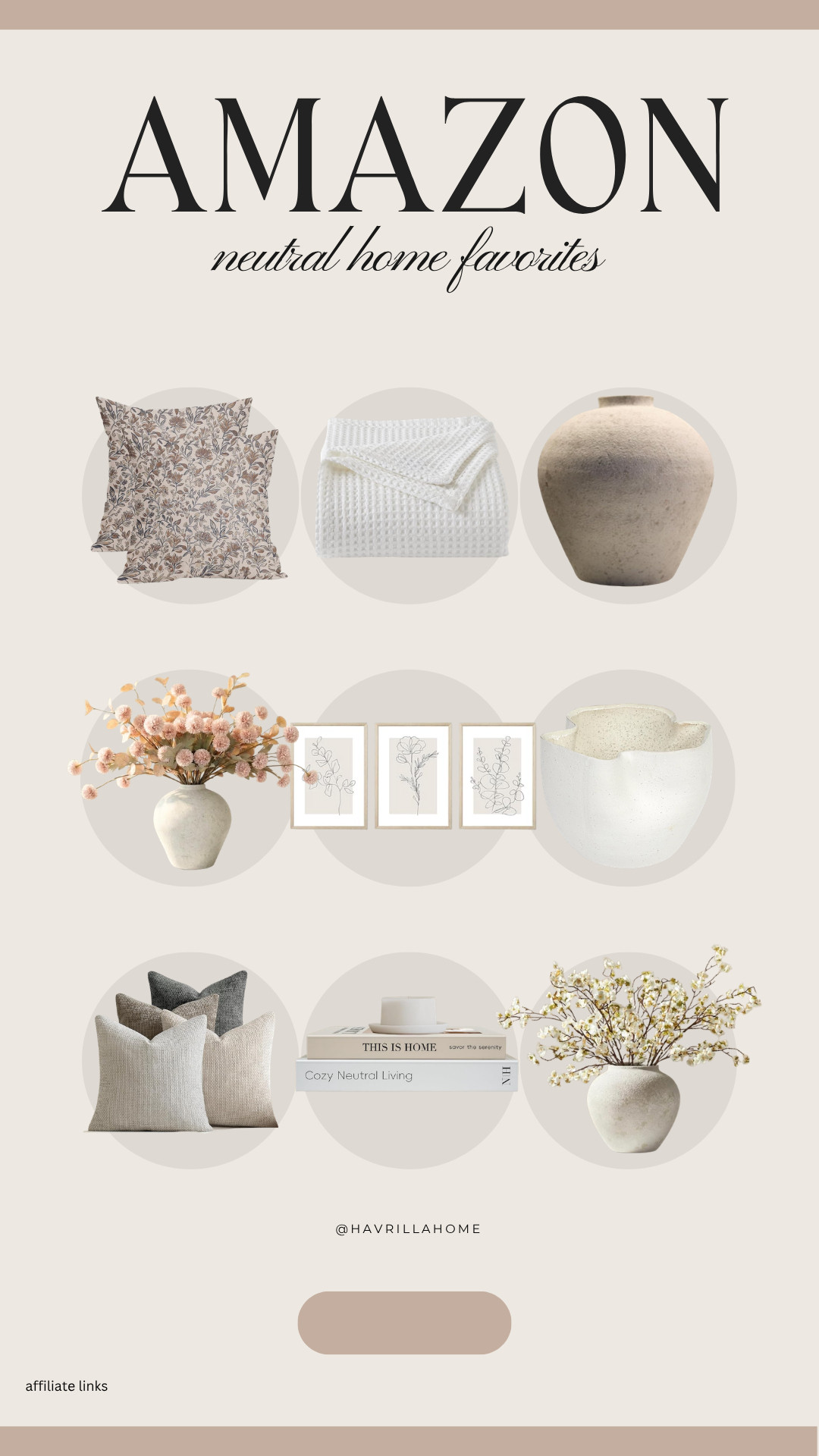 Neutral home decor amazon, amazon home favorites, neutral throw pillows, textured blankets neutral, ceramic vases decor, neutral wall art prints, organic modern decor, coffee table styling decor, minimal home accessories, beige home decor, affordable neutral decor, cozy home styling amazon 

 

#LTKHome