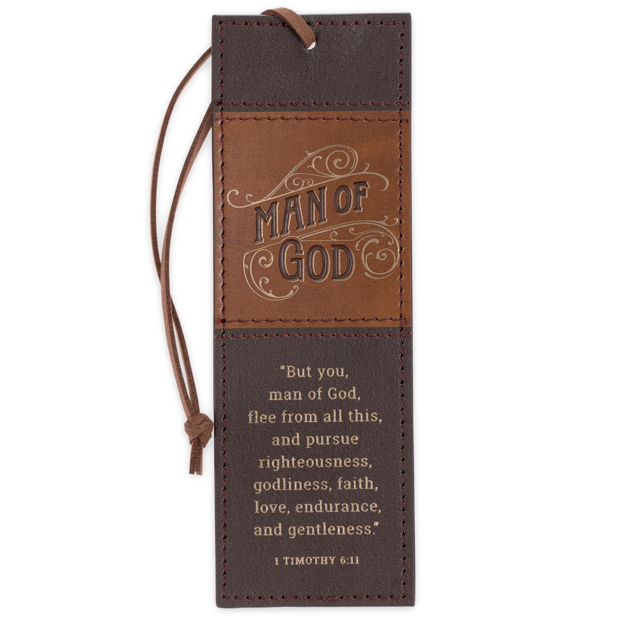 Christian Art Gifts Premium Inspirational Scripture Vegan Leather Bookmark for Men: Man of God En... | Amazon (US)