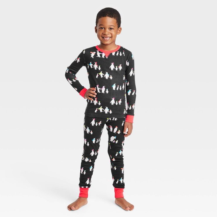 Kids' Holiday Penguins Print Matching Family Pajama Set - Wondershop™ Black | Target