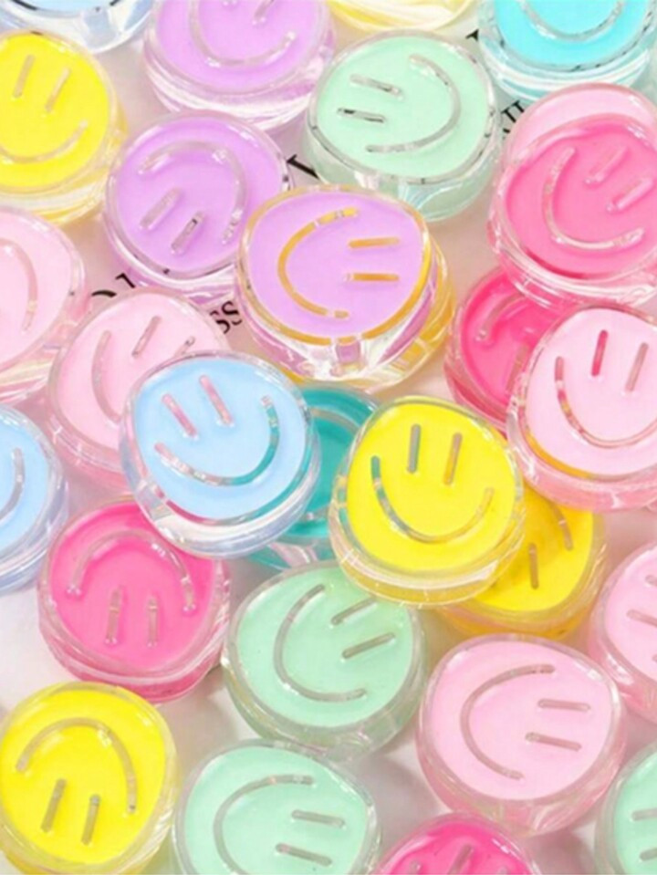 5pcs21*22mm Cute Transparent Acrylic Cartoon Happy Face Beads/Cat's Paw For DIY Headbands, Bracel... | SHEIN