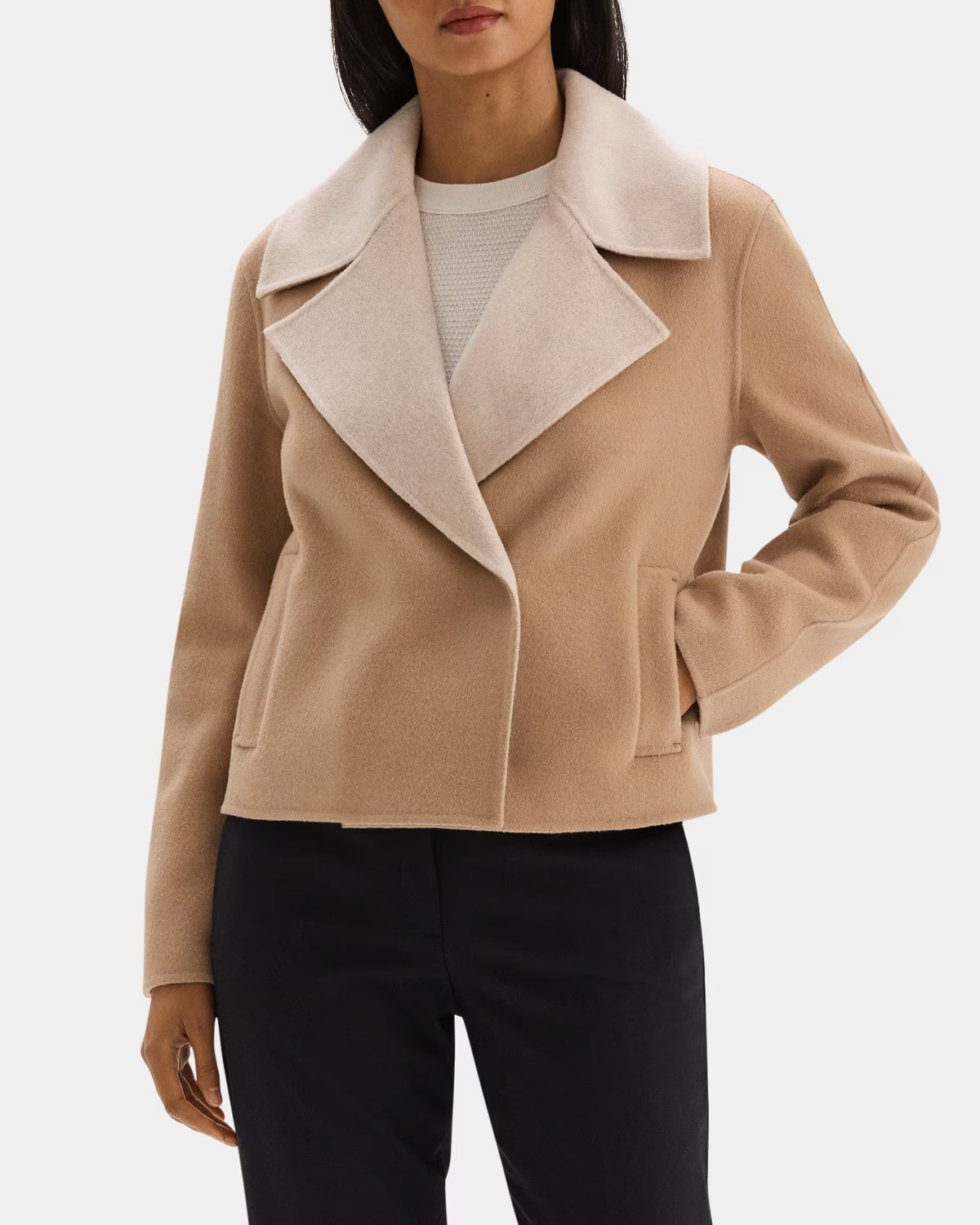 Double-Face Wool-Cashmere Cropped Coat | Theory Outlet | Theory Outlet
