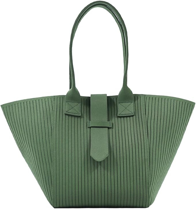 Women Tote Bag Lightweight Top Handle Bag Knitted Washable Shoulder Tote Handbag With Snap | Amazon (US)