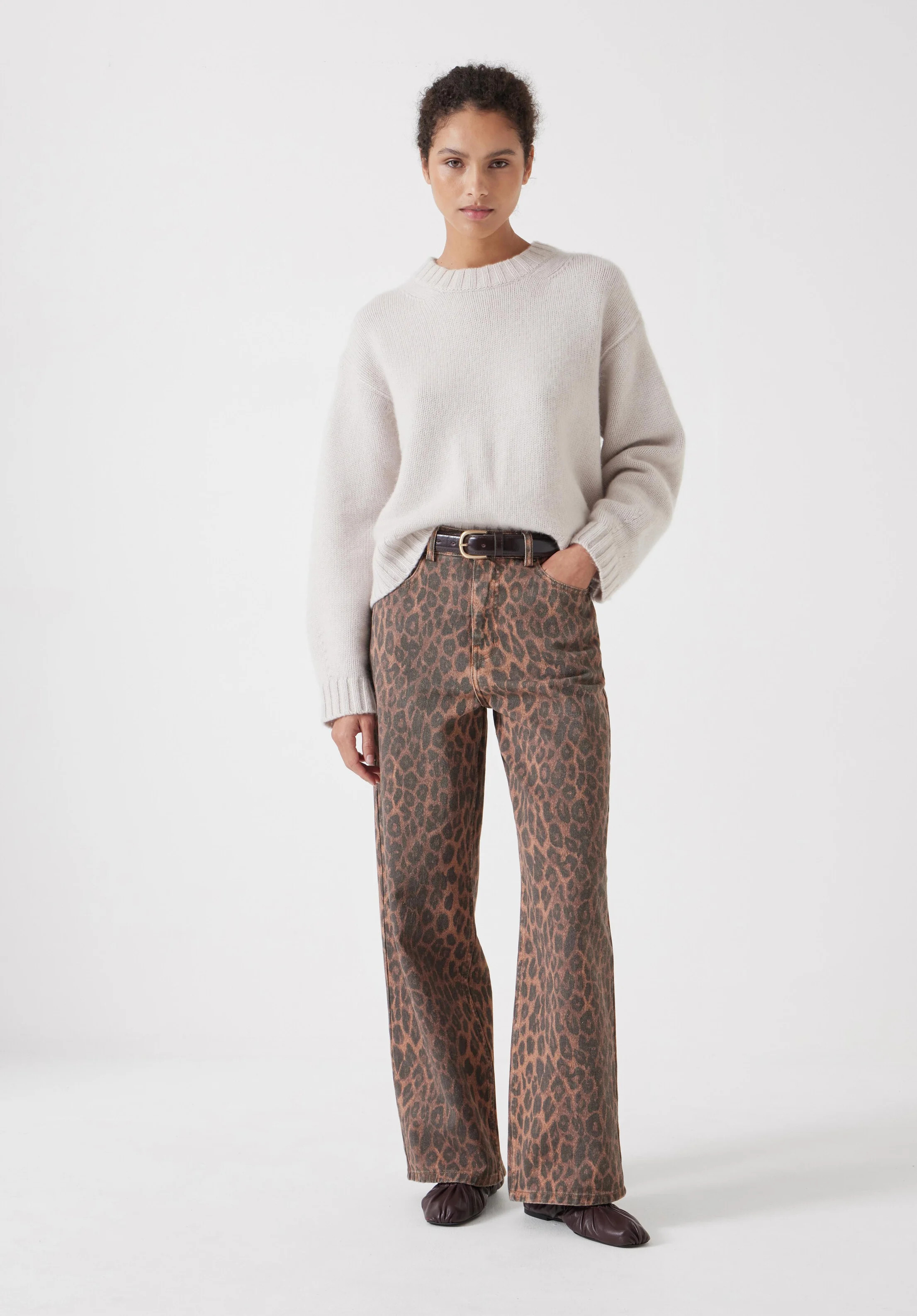 Leopard Wide Leg Jeans | Hush UK