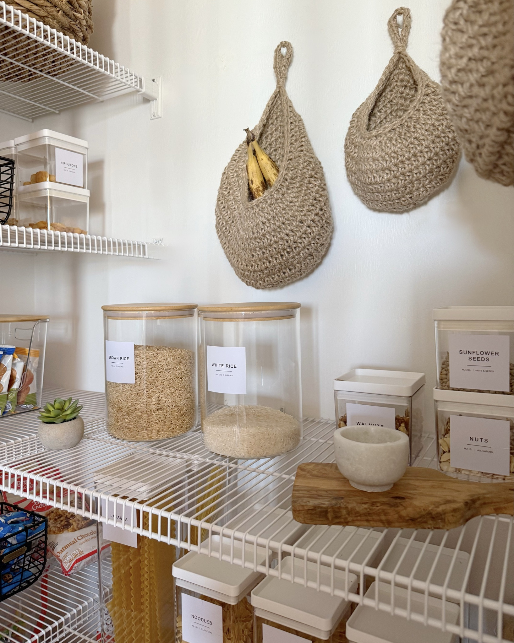 Pantry organization, food containers, home organization, kitchen storage, hanging fruit bags, rice jar, glass jars, basket, food storage 



#amazon 

#LTKHome