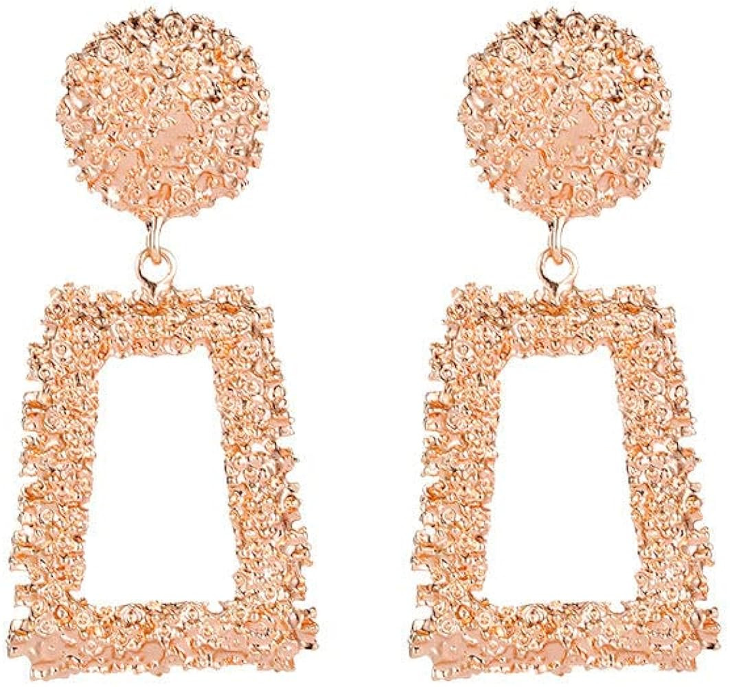 Azia Jewelry Gold Statement Earrings, Geometric Earrings, Square Earrings for Women, Door Knocker... | Amazon (US)