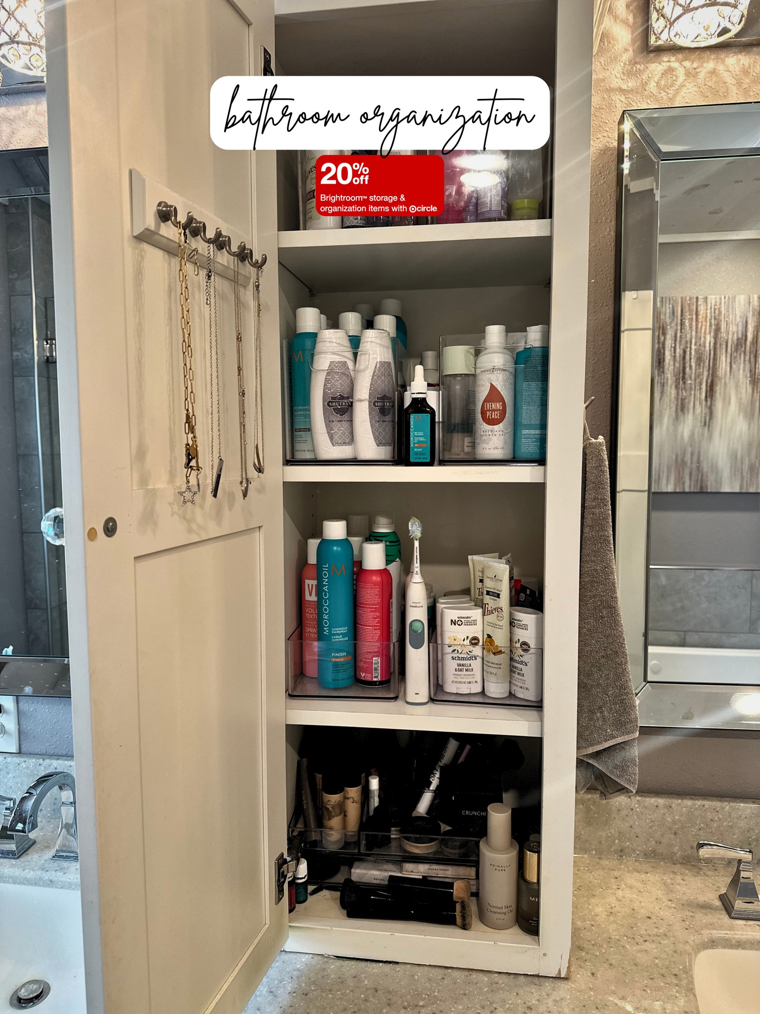 I like to call this my organized hot mess 😅 it’s the thought that counts, right?! Brightroom from Target is my absolute go to for home organization, and it’s all 20% off right now for Target Circle Week!  Easily able to organize all my beauty essentials with these clear bins! 

#bathroomorganization #targetcircle #organization #lifehacks 

#LTKSaleAlert #LTKHome #LTKFindsUnder50