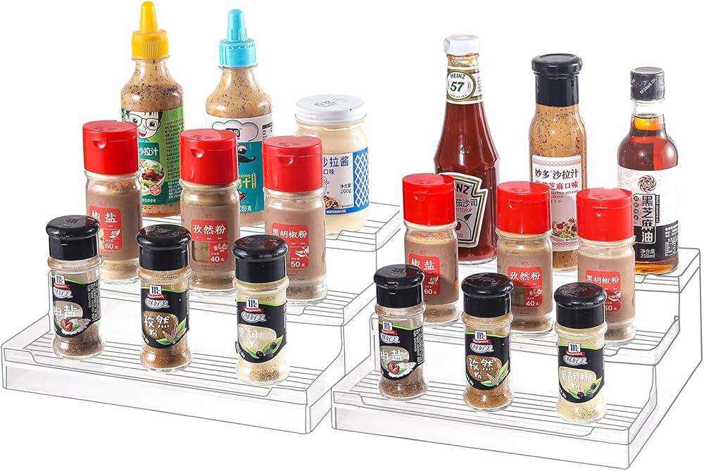 Cq acrylic Clear Spice Rack Organizer for Pantry- 3 Tiered Canned Goods and Seasoning Organizer S... | Amazon (US)