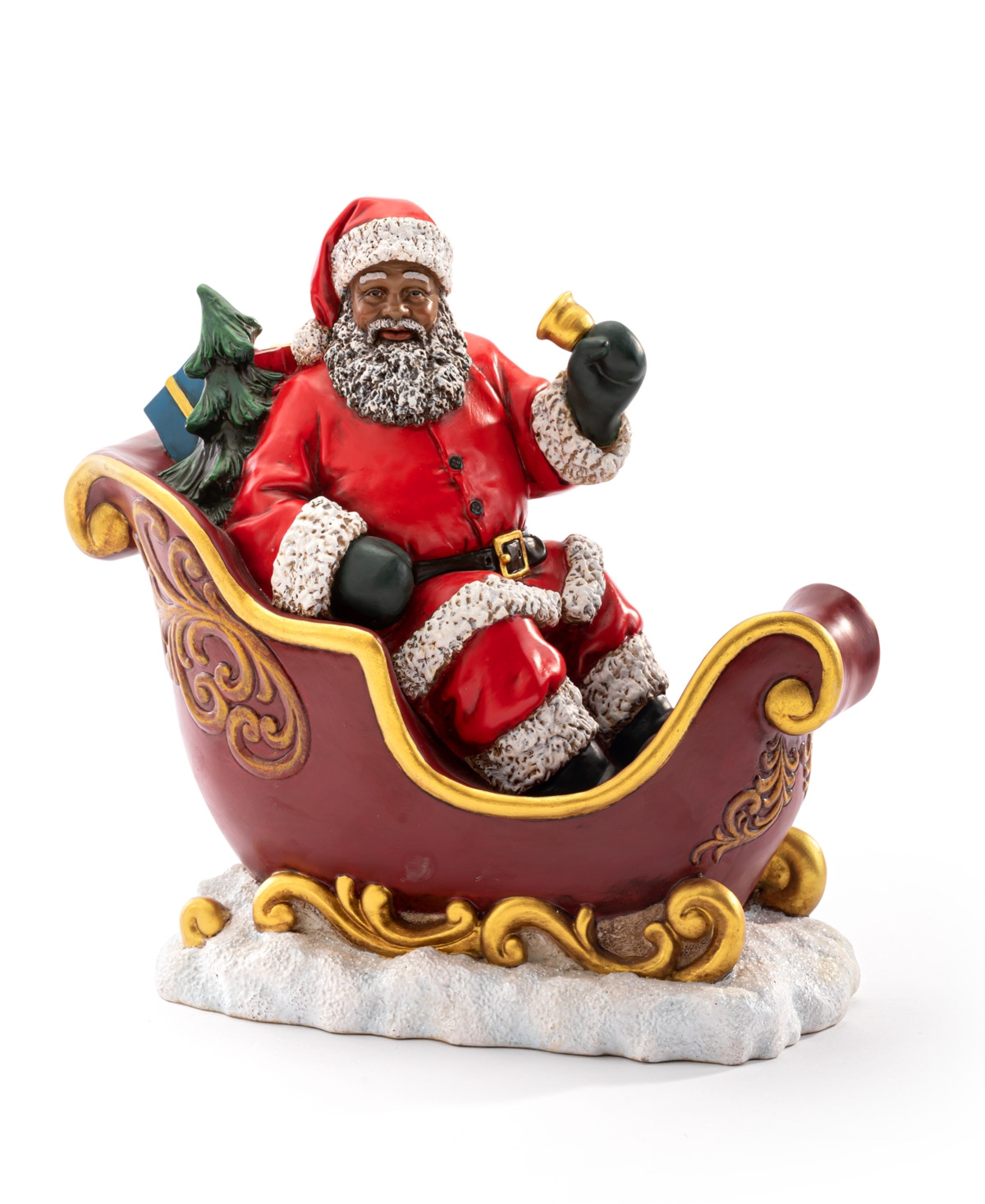 Napco African American Santa in Sleigh - Red | Macy's