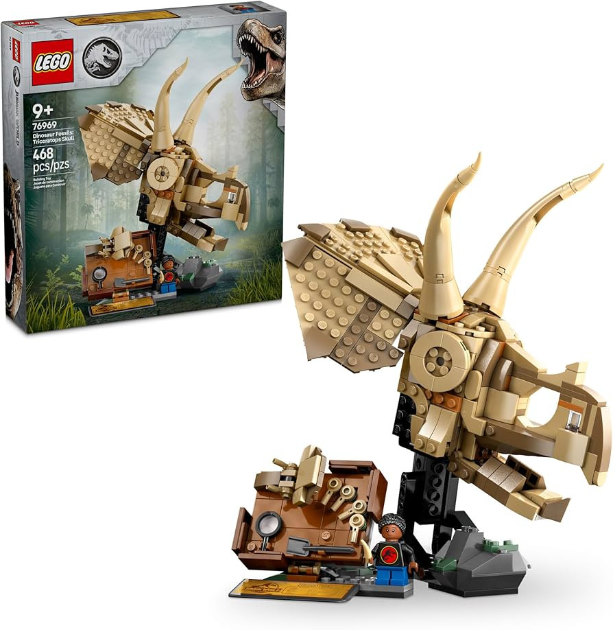LEGO Jurassic World Dinosaur Fossils Triceratops Skull Toy - Dinosaur Toy Fossil Building Set for... | Amazon (US)
