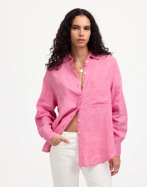 Linen Oversized Button-Up Shirt | Madewell
