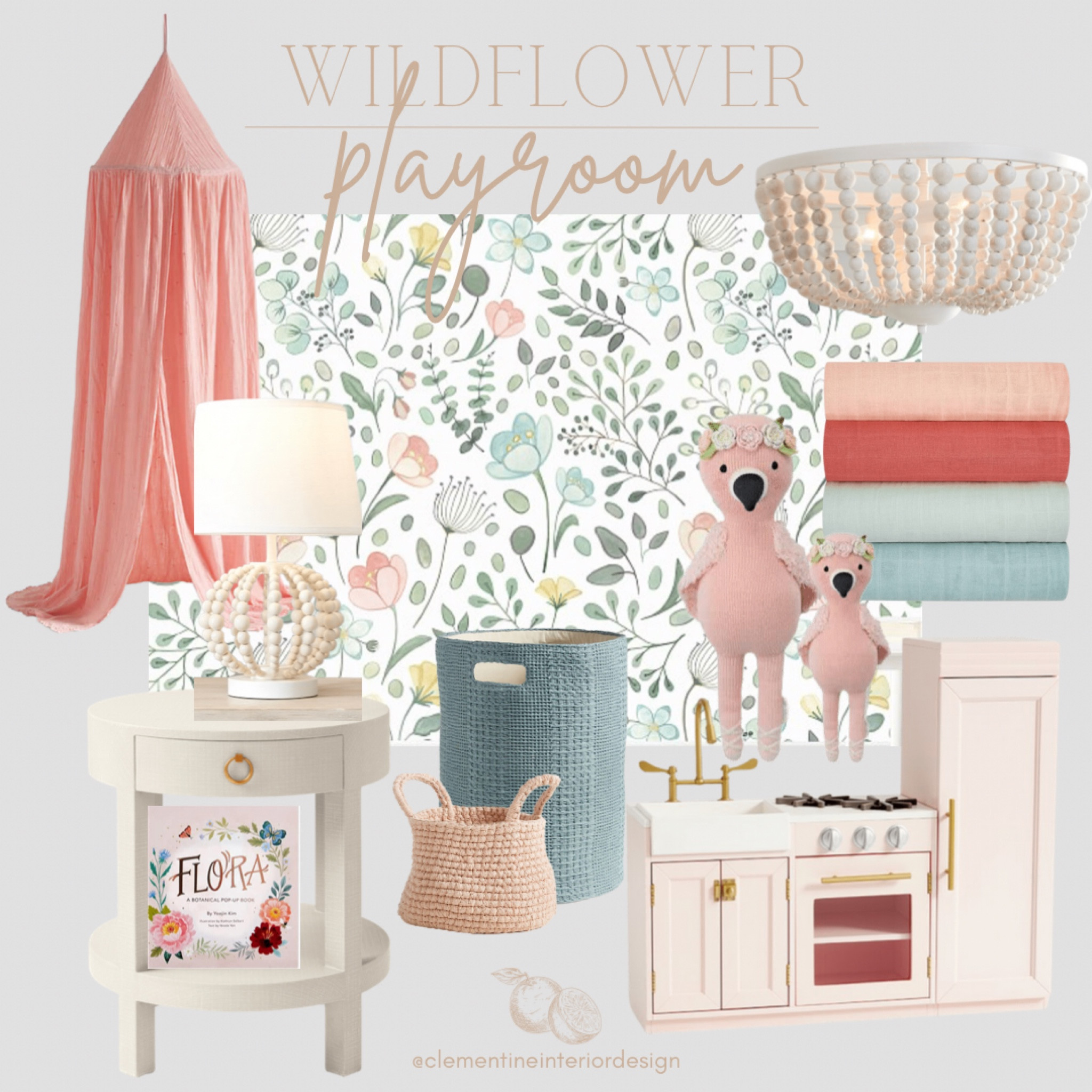Play in a field of wildflowers with this chic playroom🤍

Play kitchen, canopy, wallpaper, side table, cuddle and kind, beaded lamp, wood bead flush mount, kids books, muslin blanket, toy basket

#LTKbaby #LTKhome #LTKkids