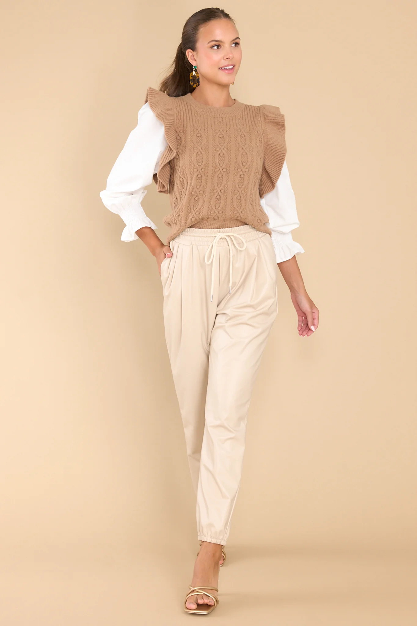 Elegant Ways Tan Top | Red Dress 