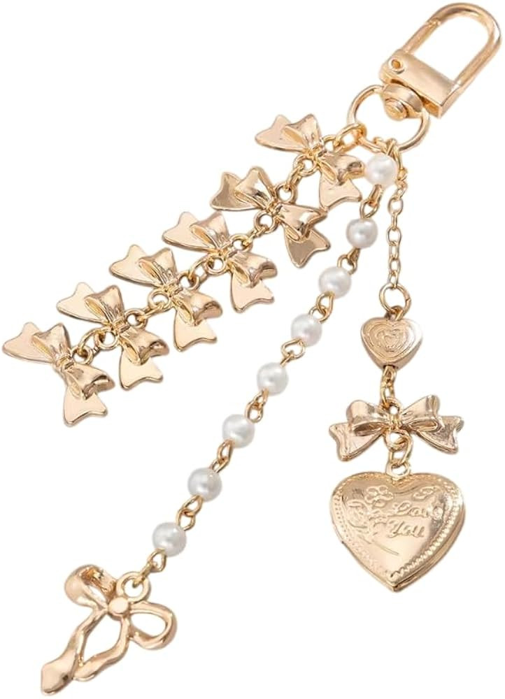 Bag Charm Dangle Keychain | Purse Charm for Women with Pearls, Bows, Heart | Amazon (US)