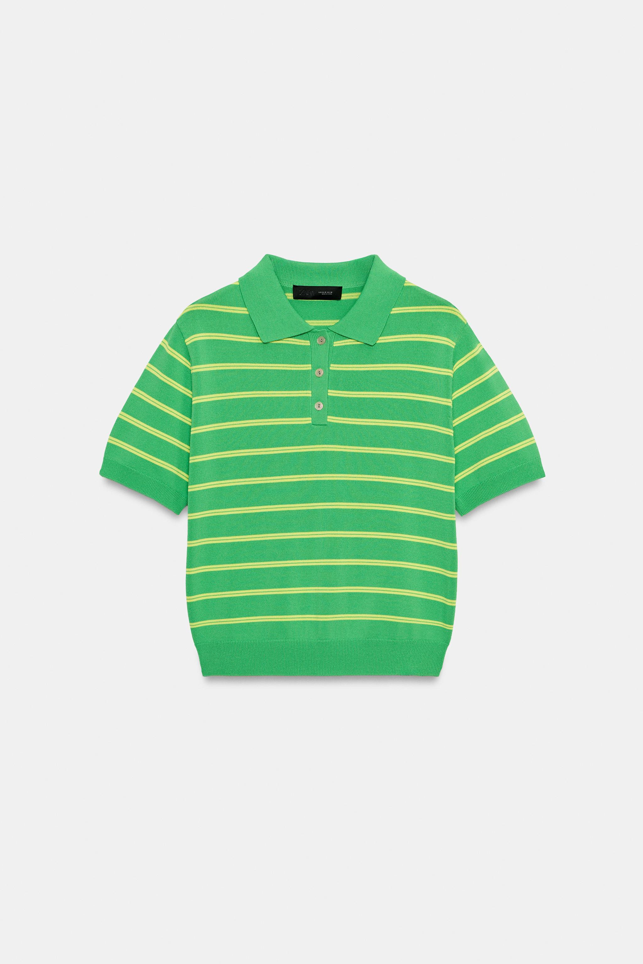 STRIPED SHORT SLEEVE KNIT POLO | Zara US