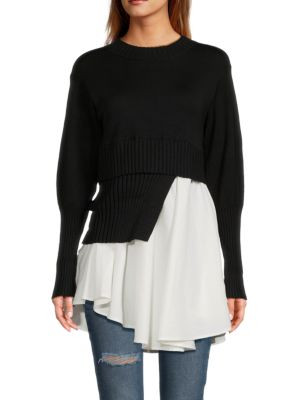 Layered-Look Cropped Sweater & Shirt | Saks Fifth Avenue OFF 5TH