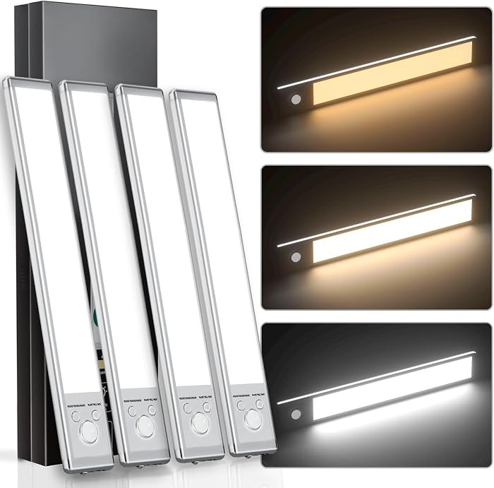 Under Cabinet Lights, 88 LED Operated Motion Sensor Light Indoor, 2200mAh USB Rechargeable Closet... | Amazon (US)
