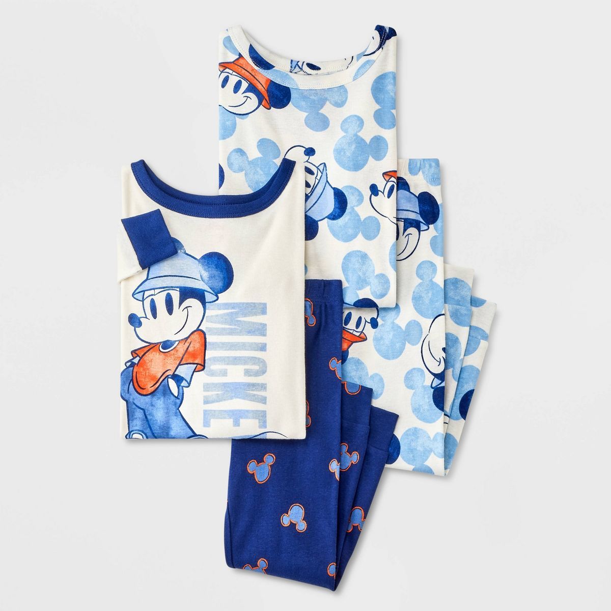 Toddler Boys' 4pc Snug Fit Mickey Mouse and Friends Cotton Pajama Set - Blue | Target