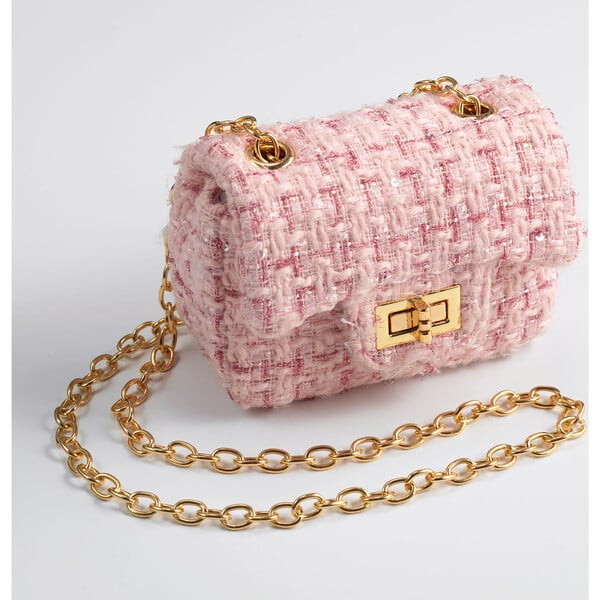 Tweed Cross Body Bag, Pink | Maisonette