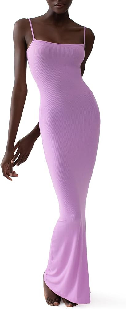 PUMIEY Women's Slip Maxi Dress Sexy Ribbed Bodycon Dresses Long Dress | Amazon (US)