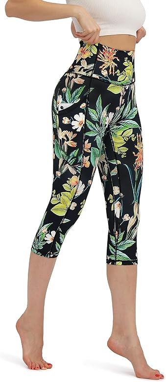 ODODOS Women's High Waisted Yoga Capris with Pockets,Tummy Control Non See Through Workout Sports... | Amazon (US)