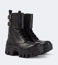 Bulldozer debossed leather combat boots