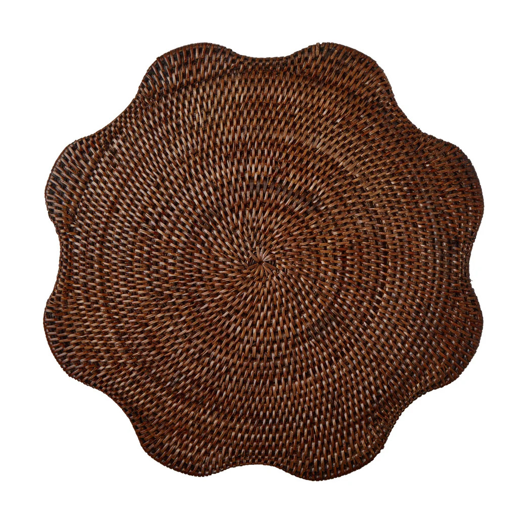 Scalloped Rattan Placemat in Brown | Over The Moon