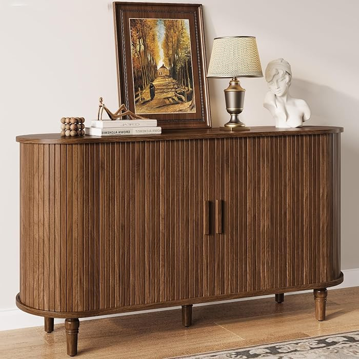 Sideboard Buffet Cabinet with Storage - Accent Kitchen Credenza Console Table with Sliding Door &... | Amazon (US)