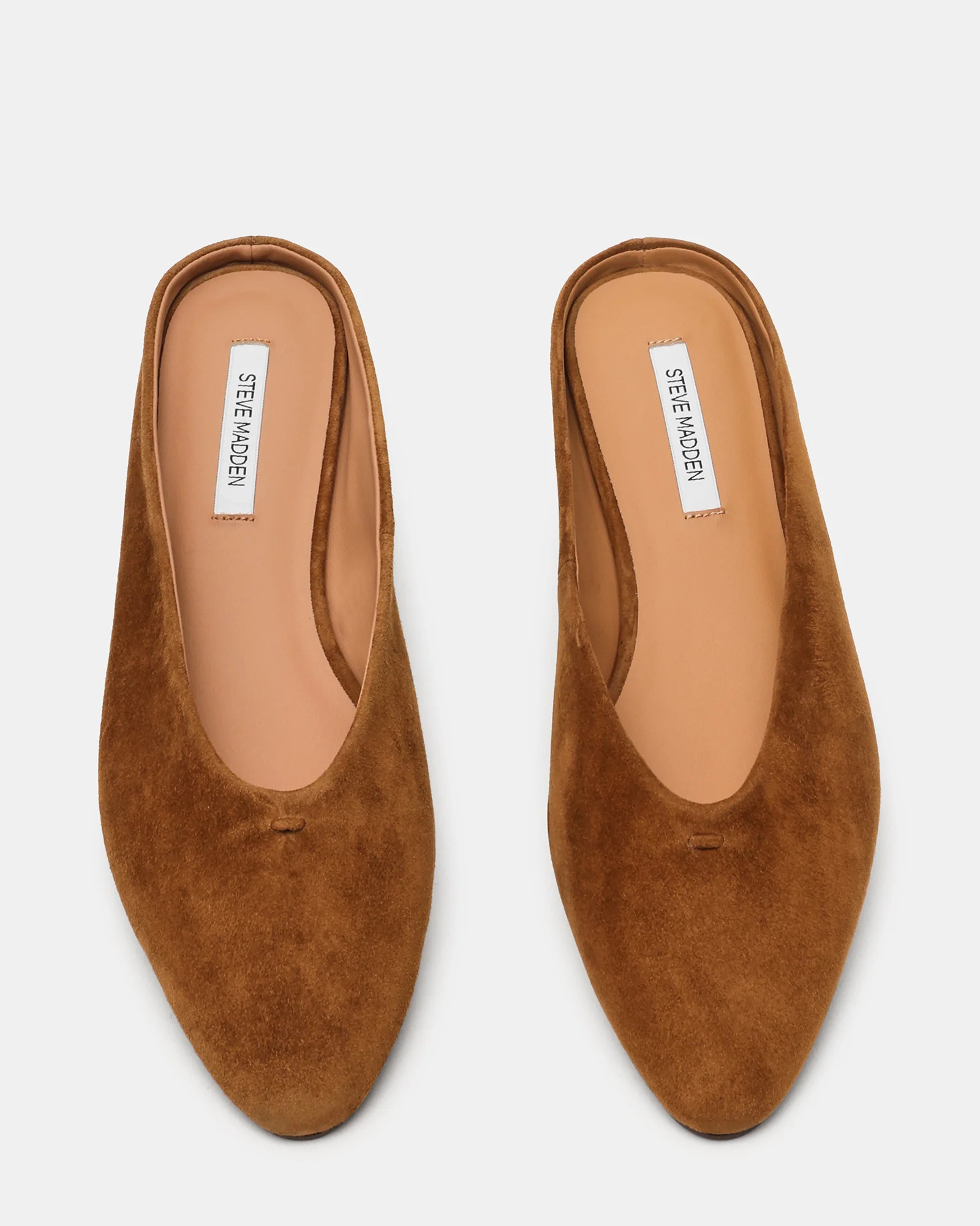SHERMAN Chestnut Suede Slip-On Mule Almond-Toe Women's Flat | Steve Madden (US)