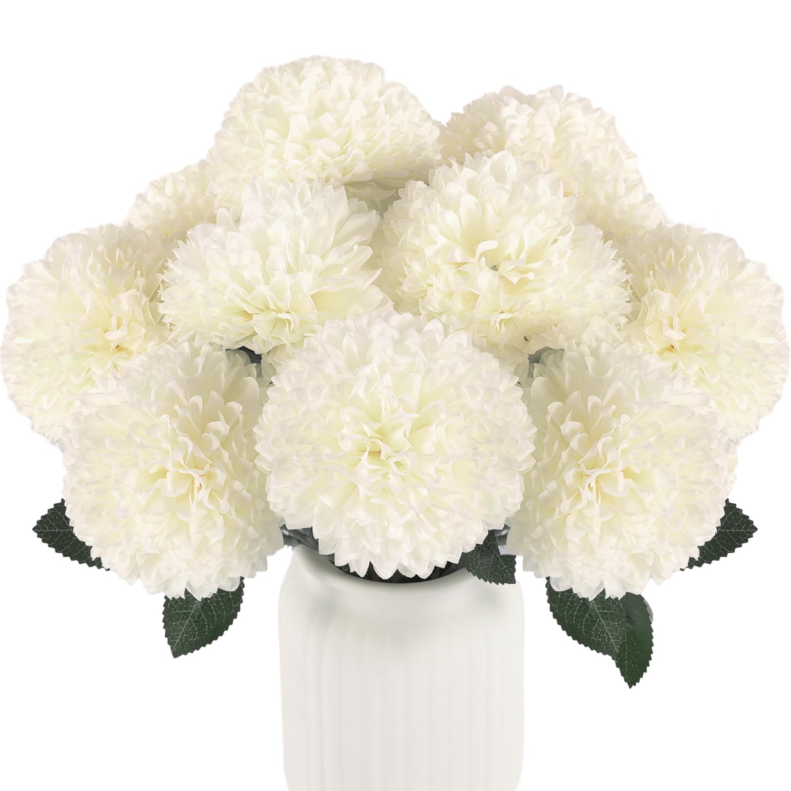 Hananona 12 Pcs Artificial Chrysanthemums Flowers Ball Flowers, Fake Mums Flowers White Silk Flow... | Amazon (US)