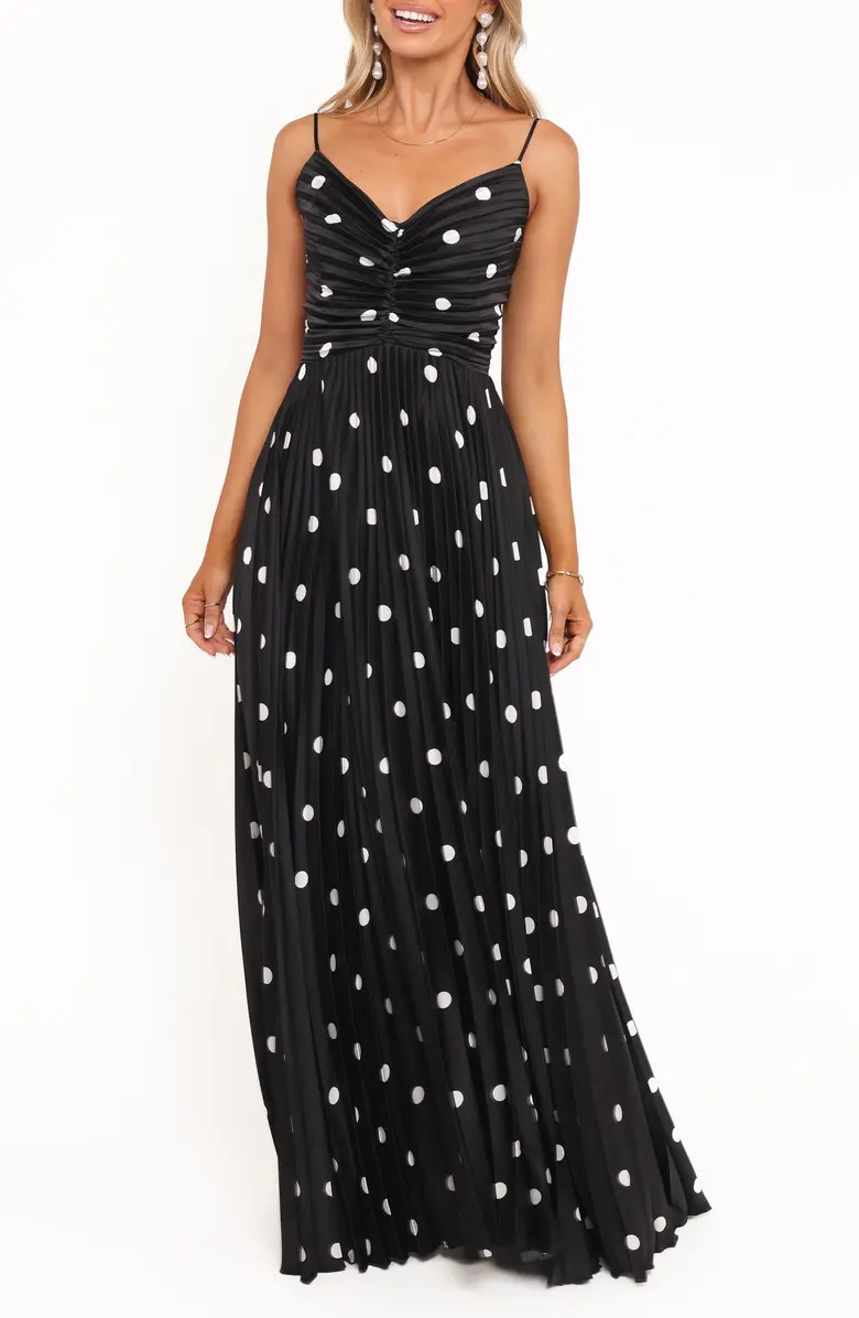 Naira Dot Pleated Maxi Dress | Nordstrom