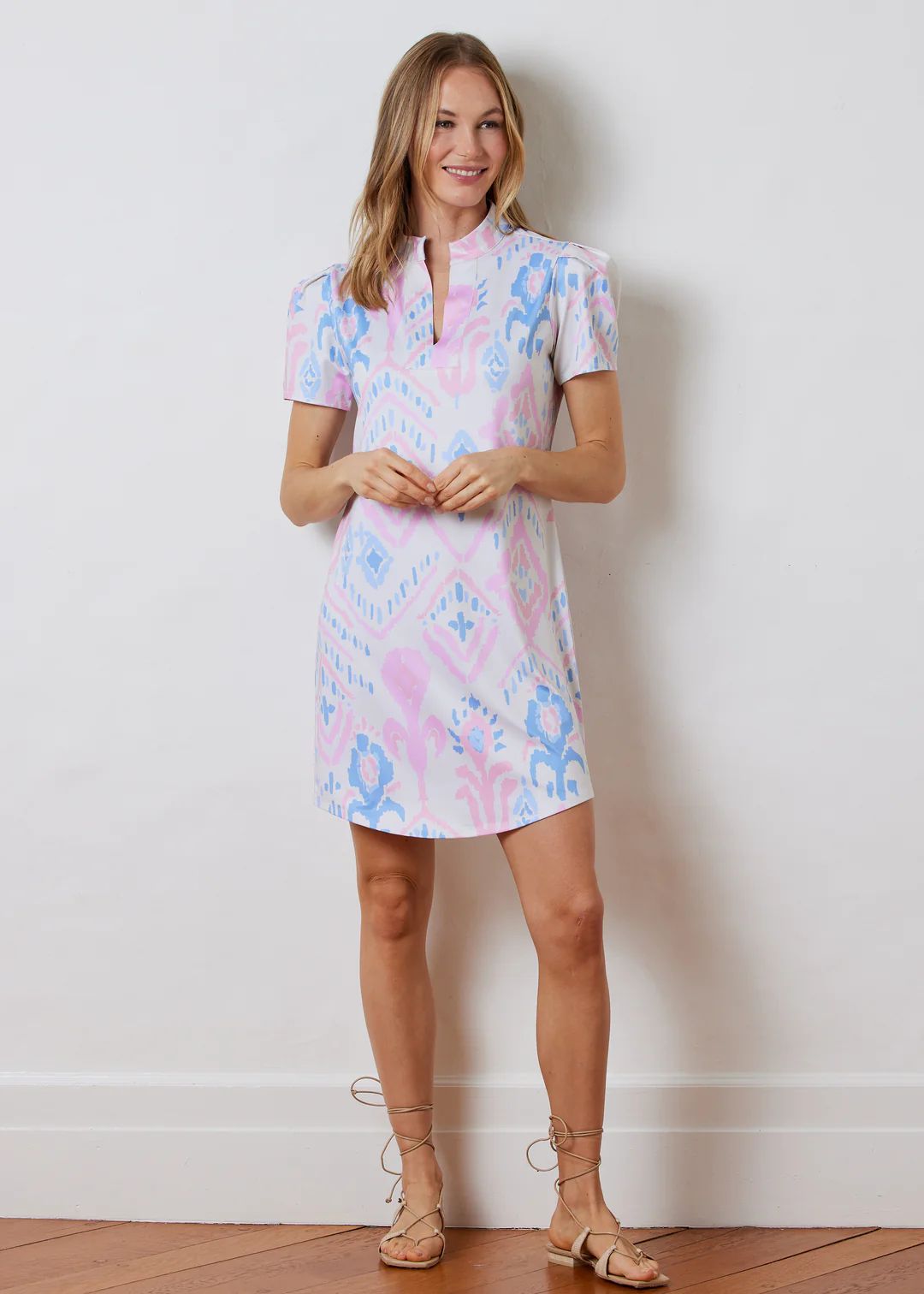 Parker Puff Sleeve Dress in Luxe Stretch (Summer Ikat) | Dudley Stephens