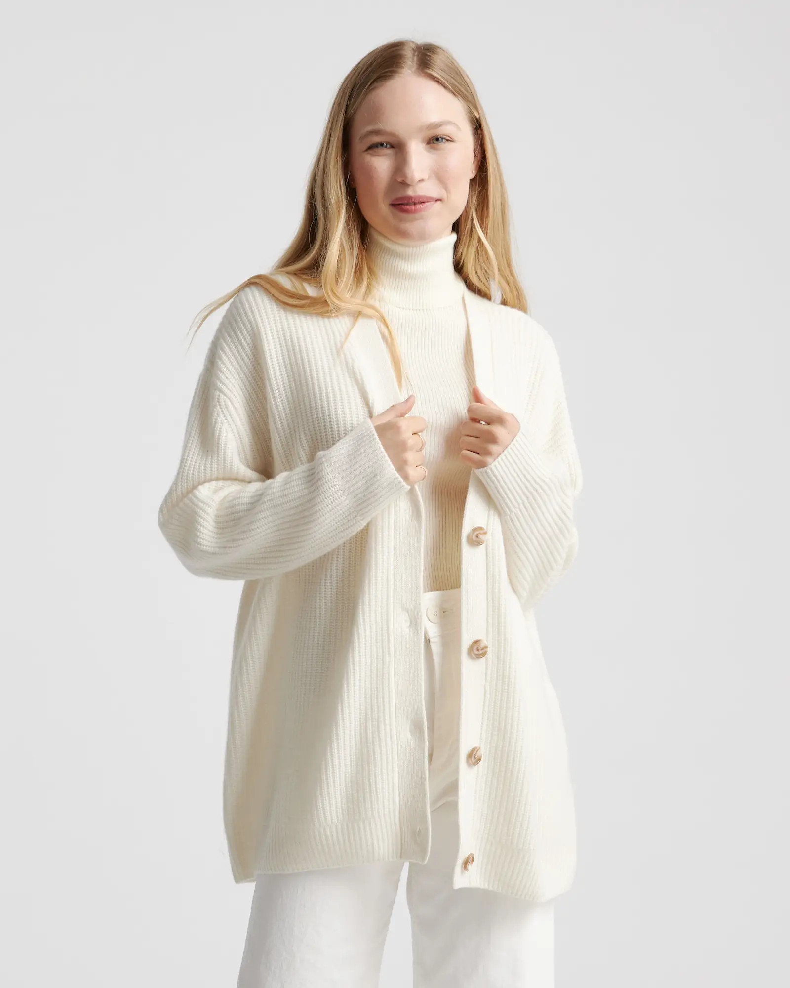 Mongolian Spring Cashmere Oversized Boyfriend Cardigan Sweater | Quince