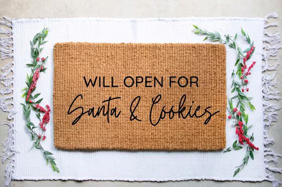 Will Open for Santa & Cookies Christmas Doormat  Cute | Etsy | Etsy (US)