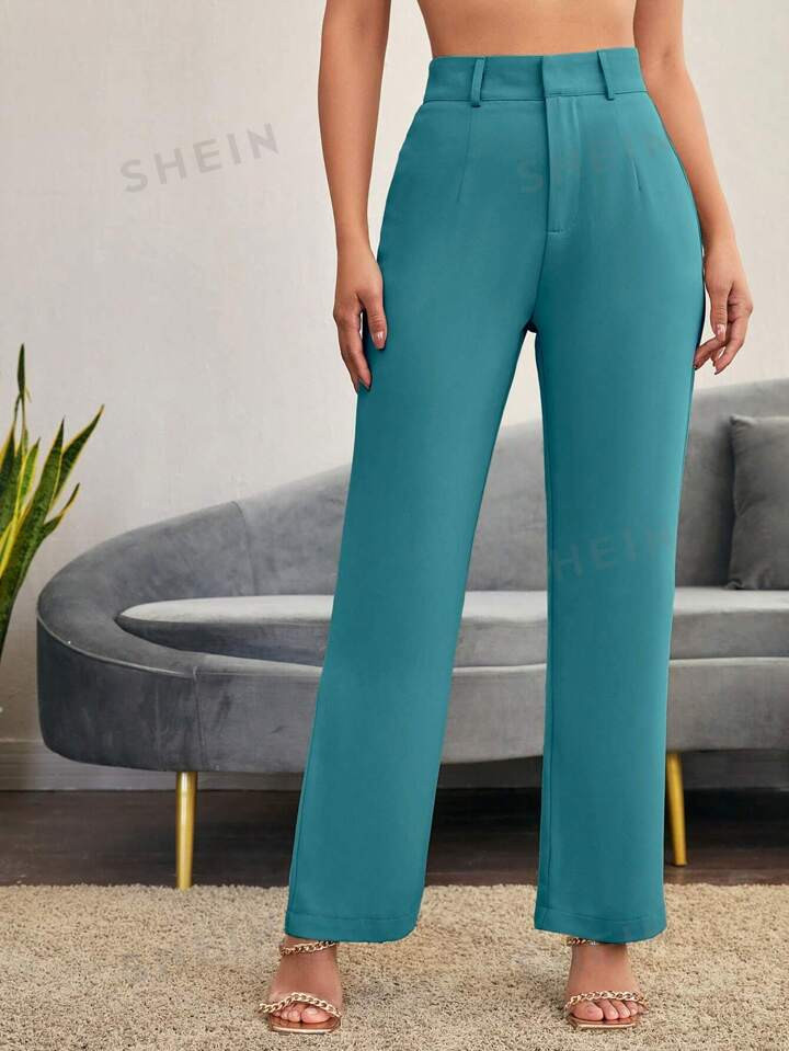 SHEIN LUNE Solid High Waist Suit Pants For Dailywear | SHEIN