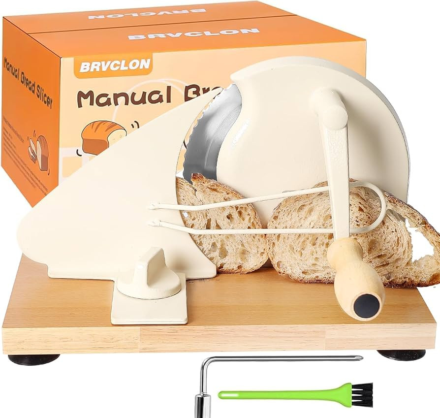 Manual Bread Slicer for Homemade Sourdough Bread, Metal Guide & Adjustable Thickness, Hand Crank ... | Amazon (US)