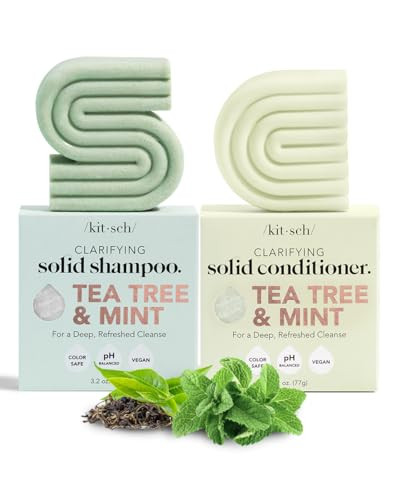 Kitsch Tea Tree & Mint Shampoo and Conditioner Bar Set, Hair Color Safe, Zero Waste, Vegan, Eco Friendly, Made in US, For All Hair Types, Paraben Free, Sulfate Free | Amazon (US)