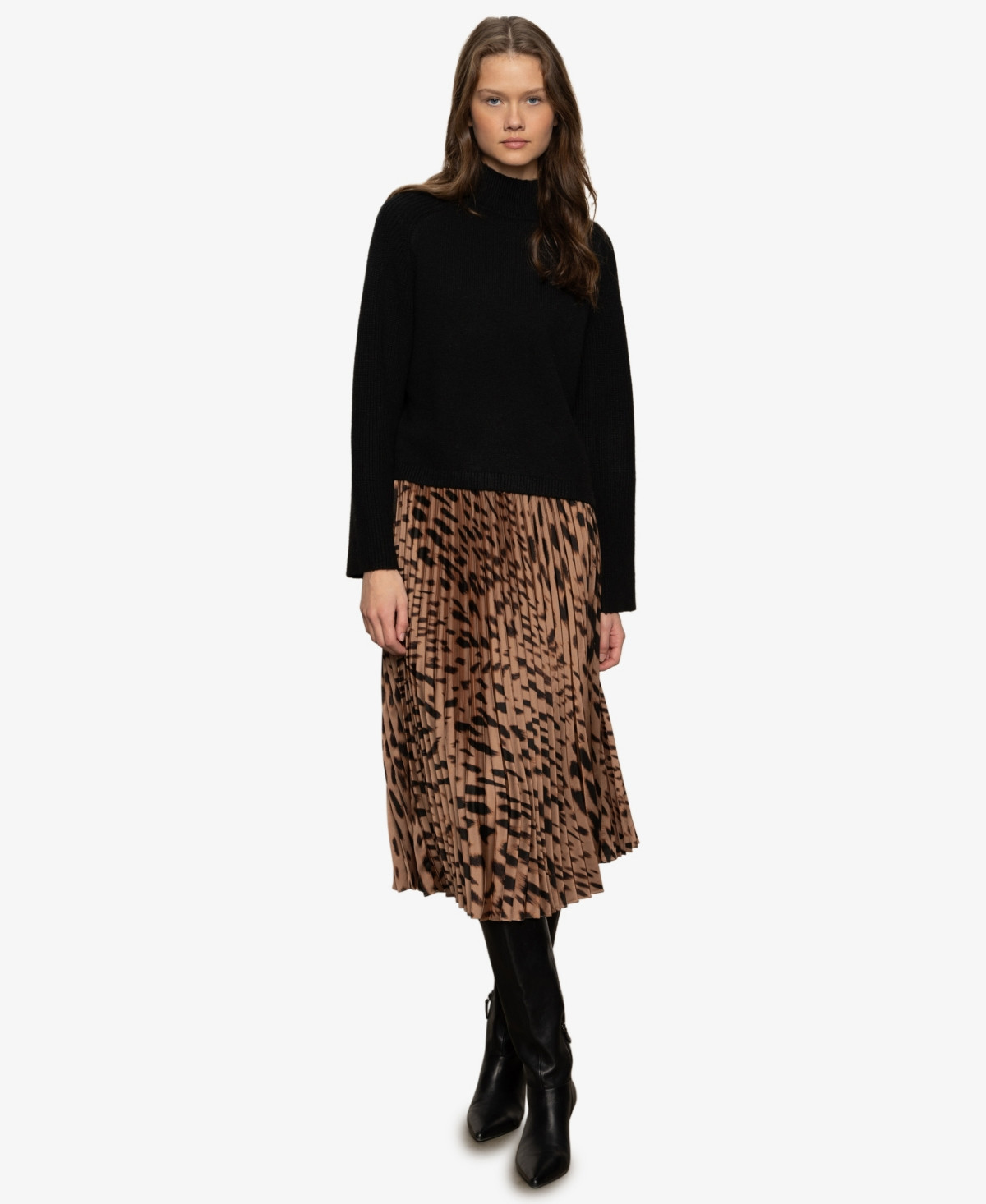 Sanctuary Women's Nostalgia Pleated Midi Skirt - Mocha Leo | Macy's
