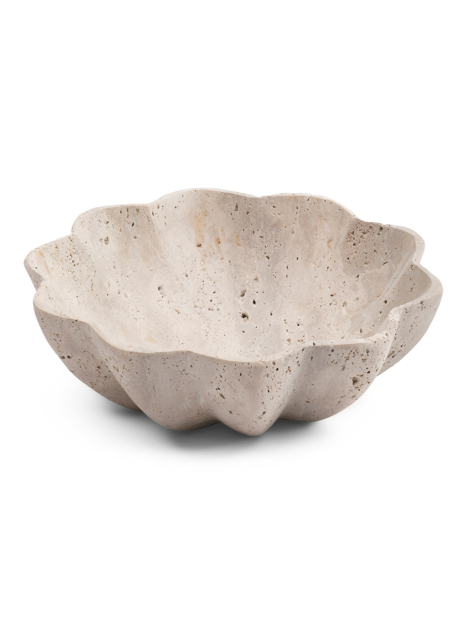10x3 Solid Travertine Fluted Bowl | TJ Maxx
