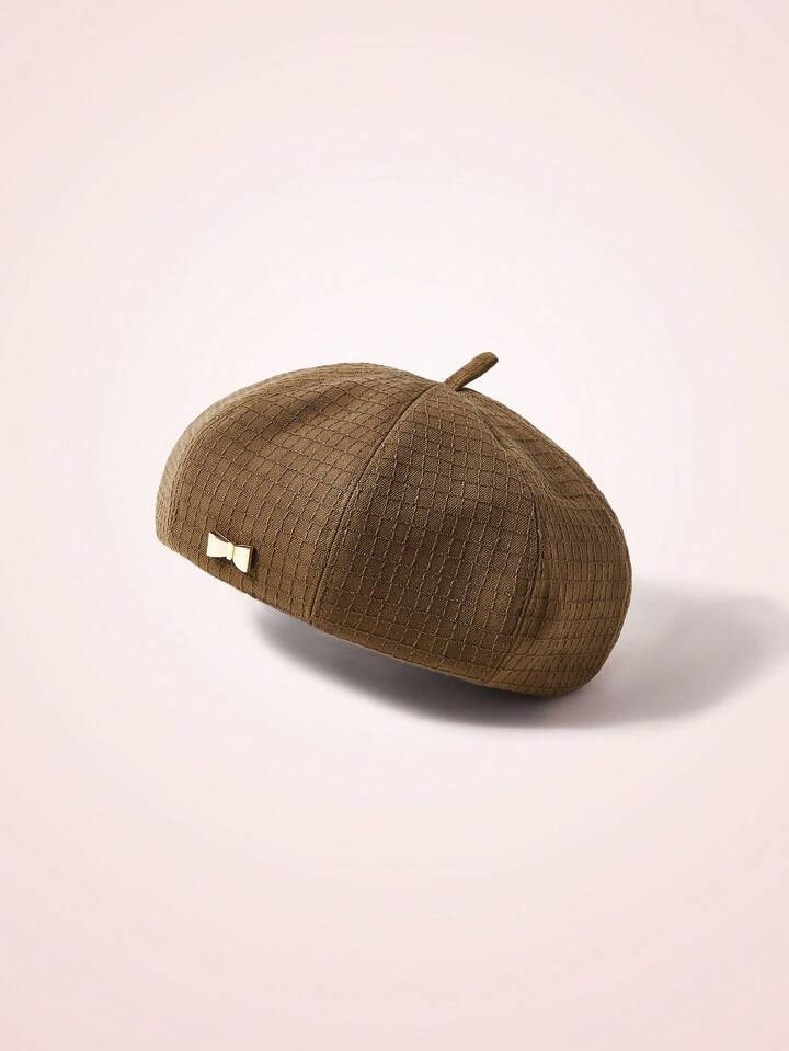 SHEIN MOD Metallic Letter & Bowknot Embellished Beret | SHEIN