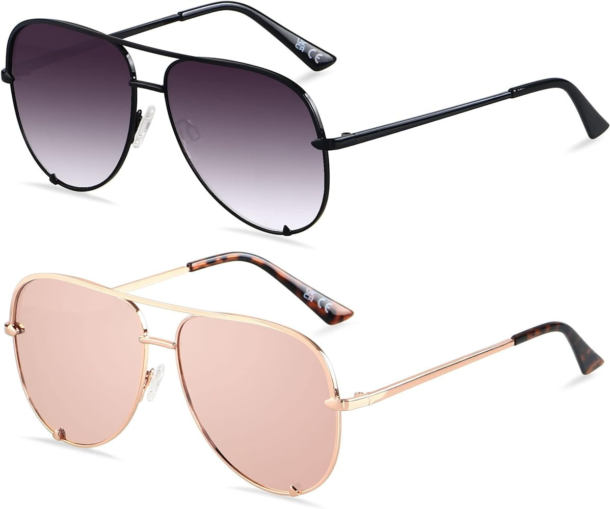 ANDWOOD Oversized Aviator Sunglasses for Women Men Big Large UV Protection Fashion Sun glasses | Amazon (US)