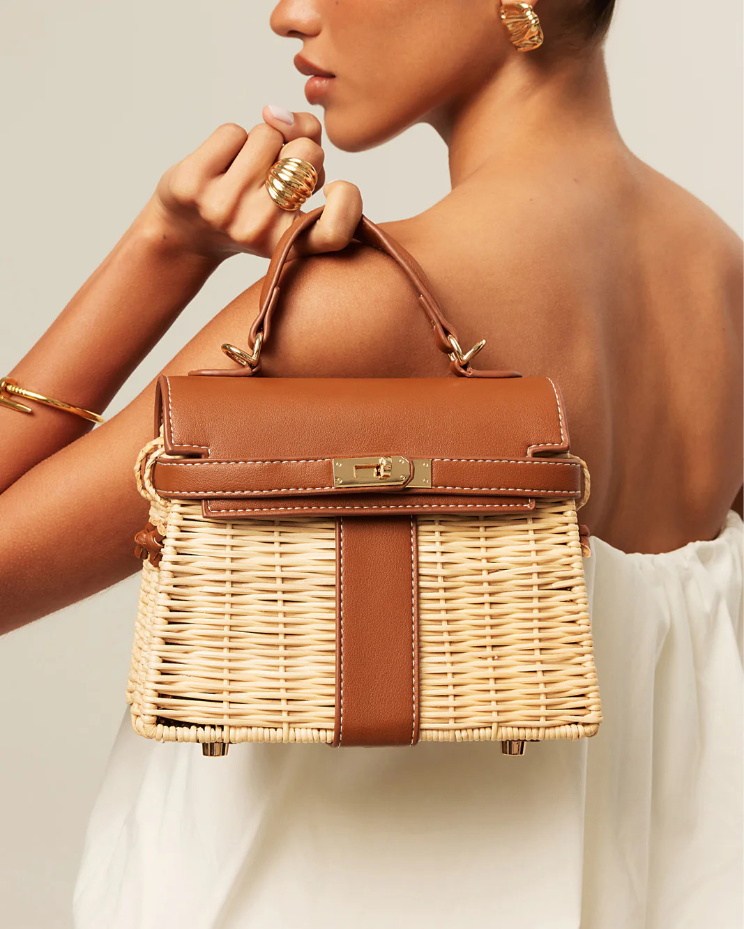 HARIETTE RATTAN HANDLE BAG - RATTAN-TAN | Billini (ANZ)