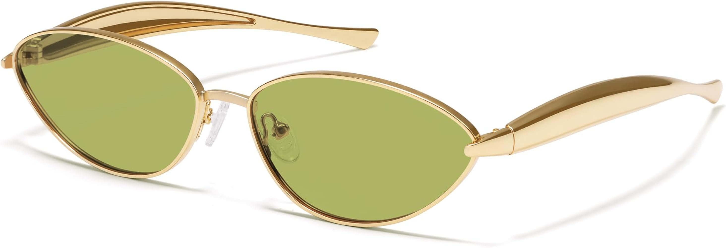 VANLINKER Retro Trendy Oval Sunglasses for Women Men 2026 90s Cat Eye Gold Frame Small Face Sun G... | Amazon (US)