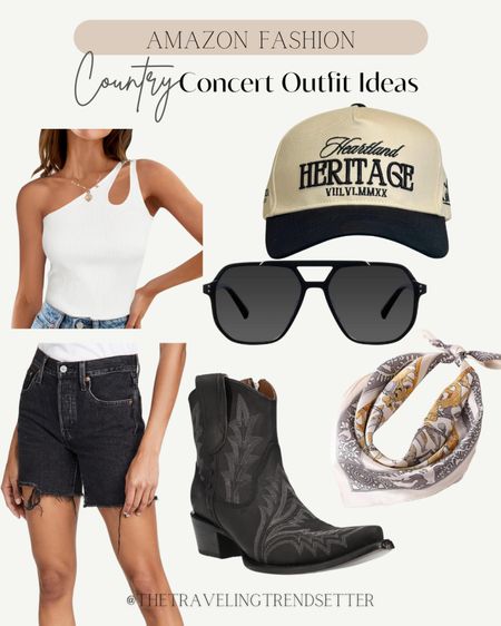 Country concert outfit ideas - summer -spring -hat -cowgirl boots -bodysuit, Levi, black shorts, Amazon, fashion, western fashion, cowgirl, cowboy, booties, music, festival, outfit, country concert, outfit, sunglasses, wild, rag scarf, Zach Bryan outfit

#LTKstyletip #LTKfindsunder100 #LTKfindsunder50