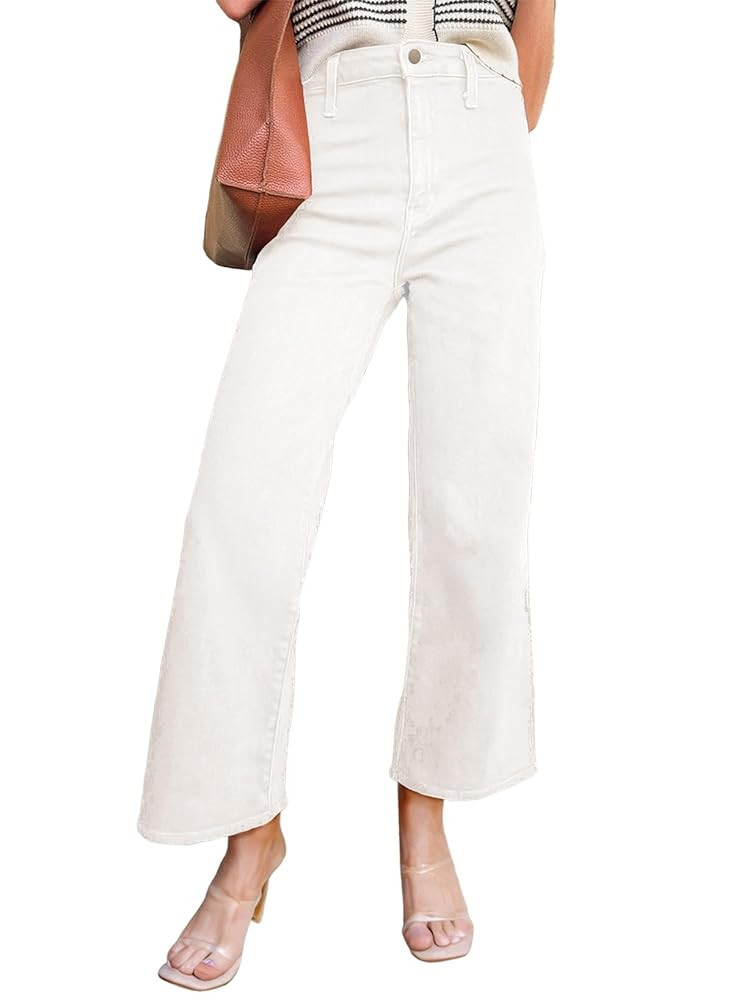 Astylish Womens High Waisted Jeans Stretchy Wide Leg Straight Trendy 2025 Summer Ankle Denim Pant... | Amazon (US)