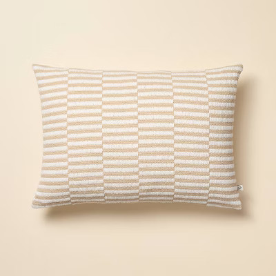 14"x20" Broken Stripe Lumbar Throw Pillow Tan/Cream - Hearth & Hand™ with Magnolia | Target